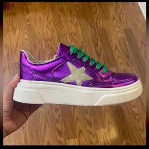 Maker’s Purple with Gold Star Mardi Gras Sneakers size 8